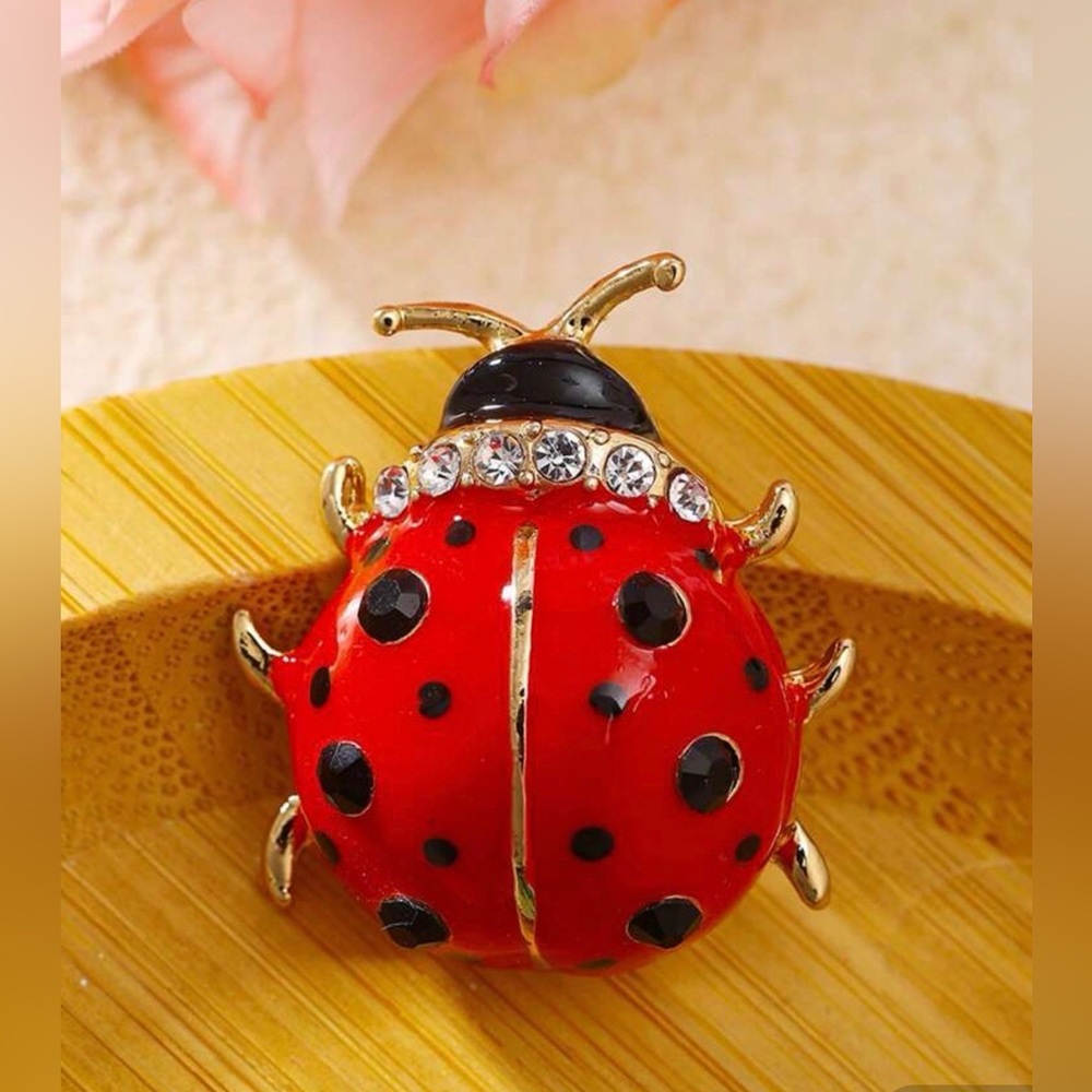 Ladybug Brooch pin Lady Bug polkadot polka dot vintage retro gift jewelry gems - Picture 4 of 16